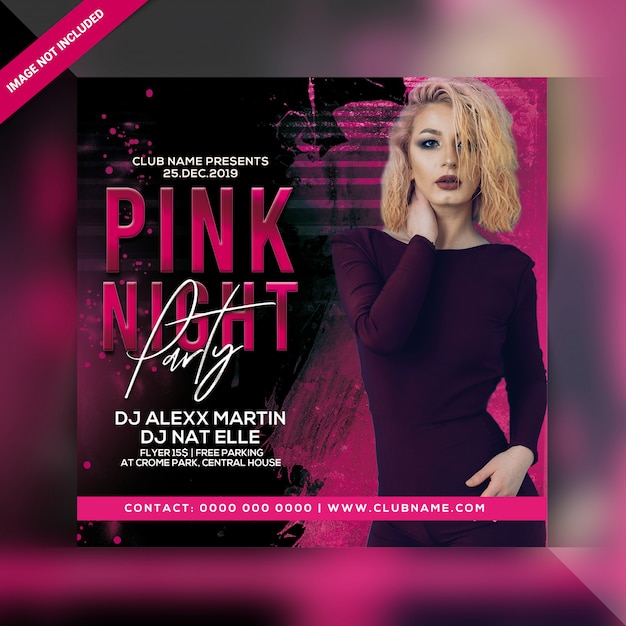 Pink night party flyer