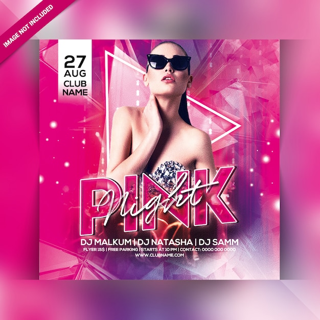 Pink night party flyer