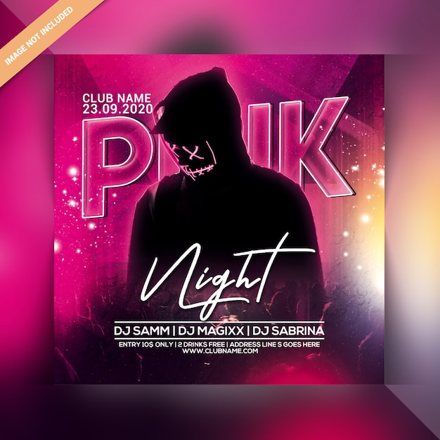 Pink night party flyer