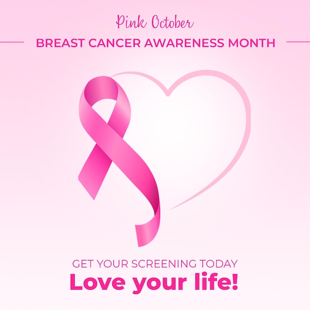 PSD pink october breast cancer awareness month instagram post template