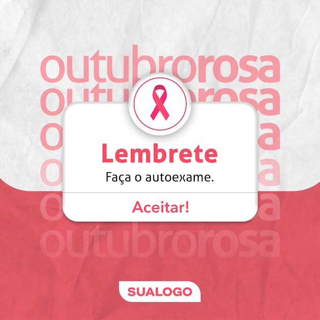 Pink october reminder do the self-exam in brazilian portuguese