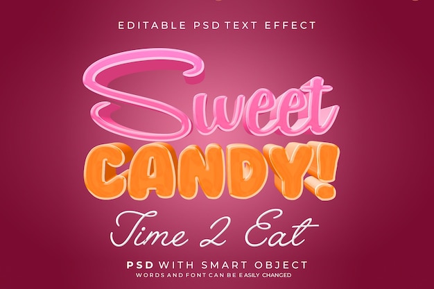 sweet candy time 2 eatと書かれたピンクとオレンジのポスター。