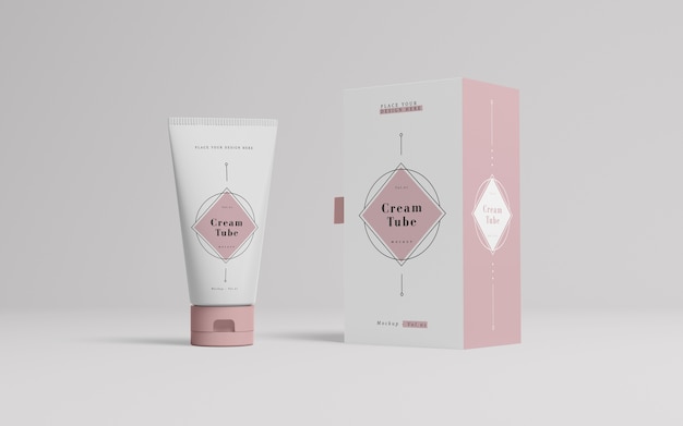 Pink packaging of cosmetic products