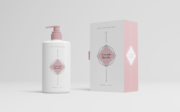 Pink packaging of cosmetic products