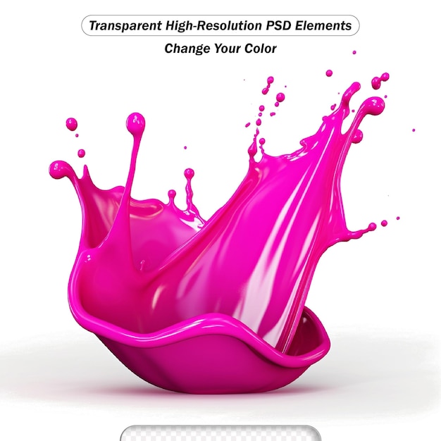 PSD 白い透明な背景にピンクの塗料のスプラッシュが隔離されています