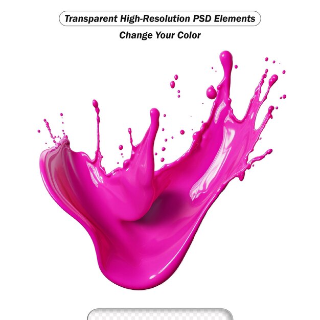 PSD pink paint splash isolated on white transparent background