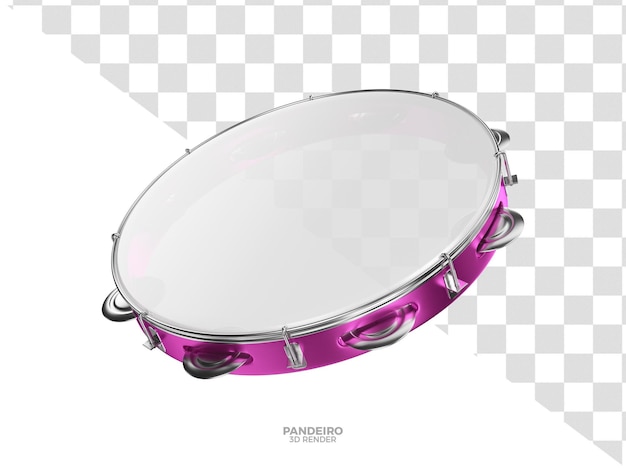 3d визуализация pink pandeiro instrument для бразильского карнавала