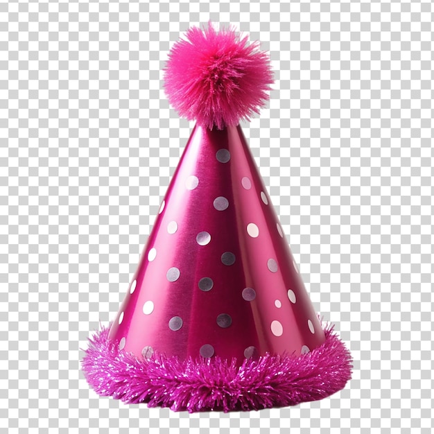 PSD pink party hat isolated on transparent background