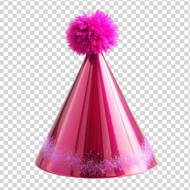 PSD pink party hat isolated on transparent background