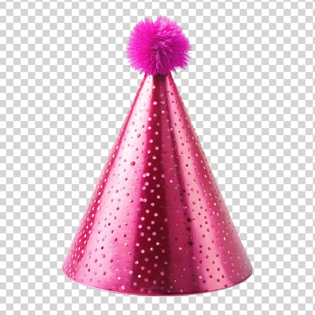 Pink party hat isolated on transparent background