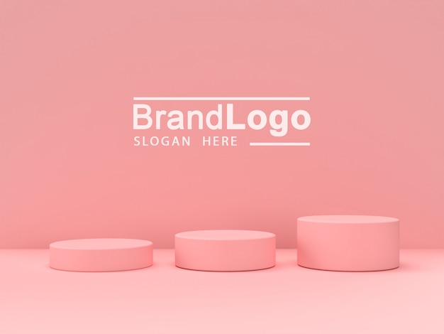 Pink pastel product stand on background. abstract minimal geometry concept.3d rendering