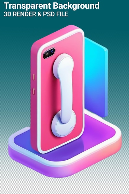 PSD a pink phone with the number 7 on it