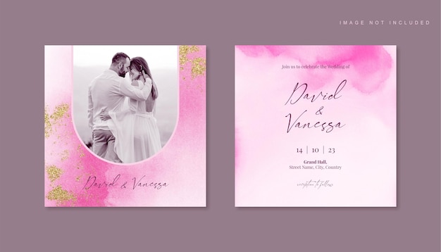 PSD pink photo wedding invite card template design