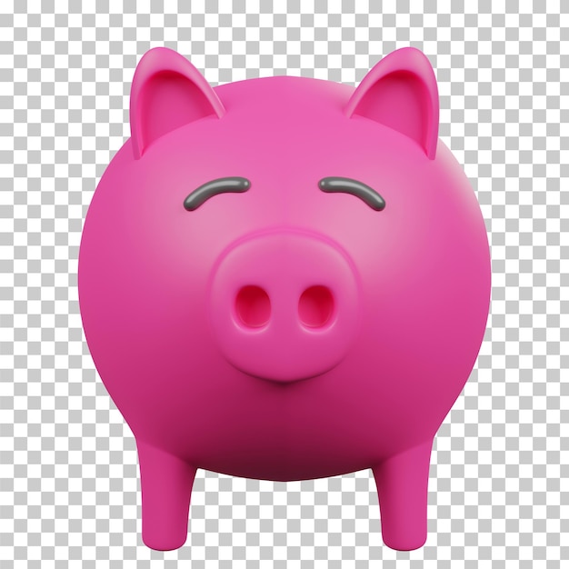 Pink piggy bank model isolated 3D rendering