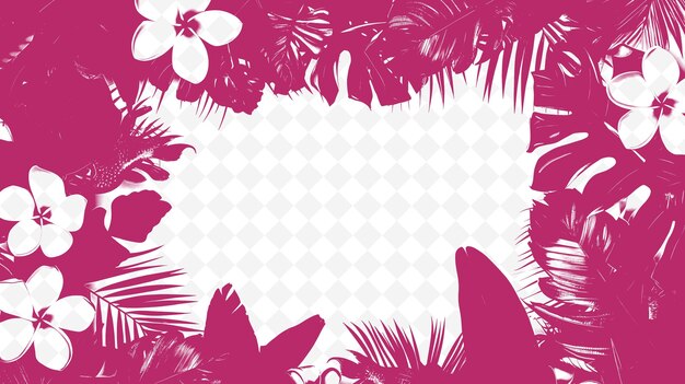 PSD pink and pink heart with palm trees on a white background