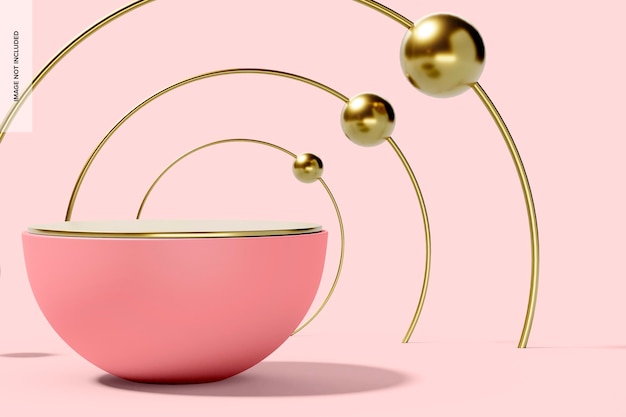 pink podium with metallic surface mockup