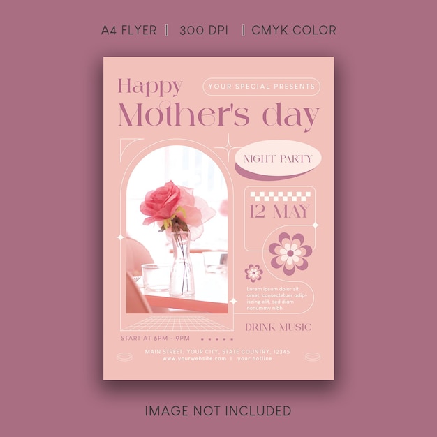 PSD a pink poster for a mothers day with flowers on it