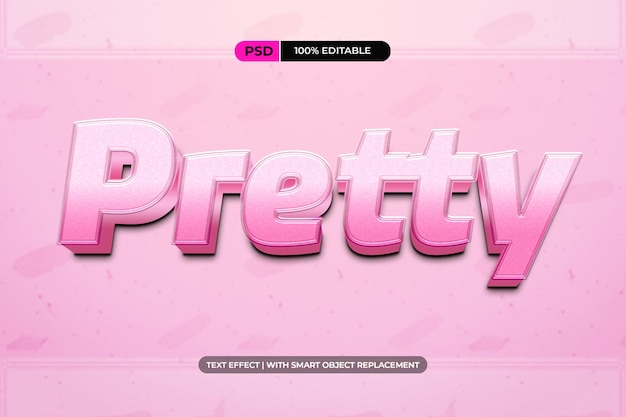 PSD pink pretty text effect editable