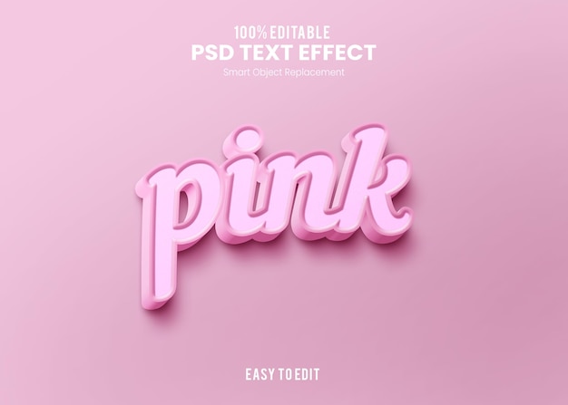 Pink psd 3d text effect