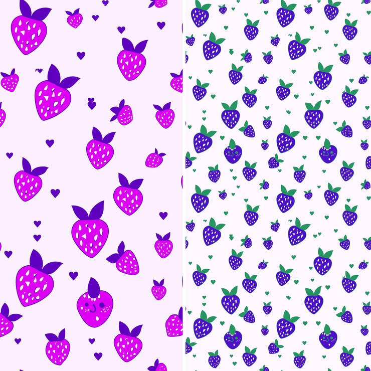 PSD a pink and purple background with a strawberry on it