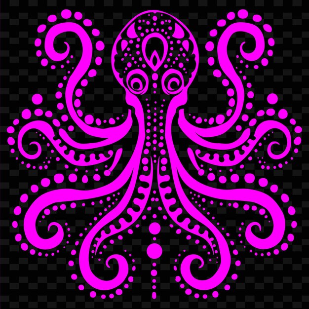 PSD a pink and purple design with a black background with a pattern of a purple octopus