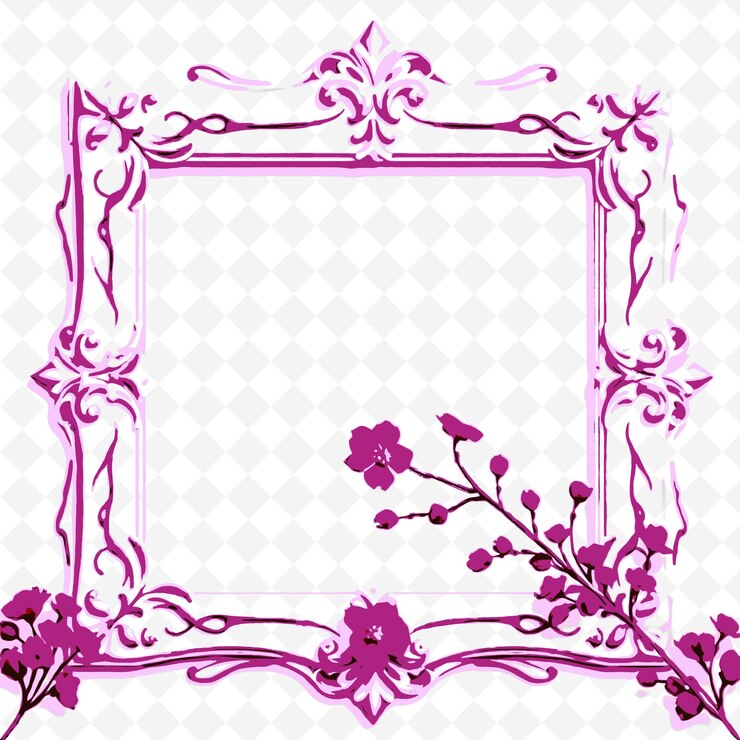 PSD a pink and purple floral frame with flowers on it