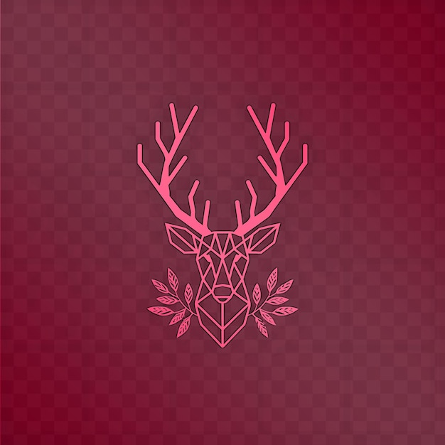 PSD a pink and purple reindeer head with a star on the front