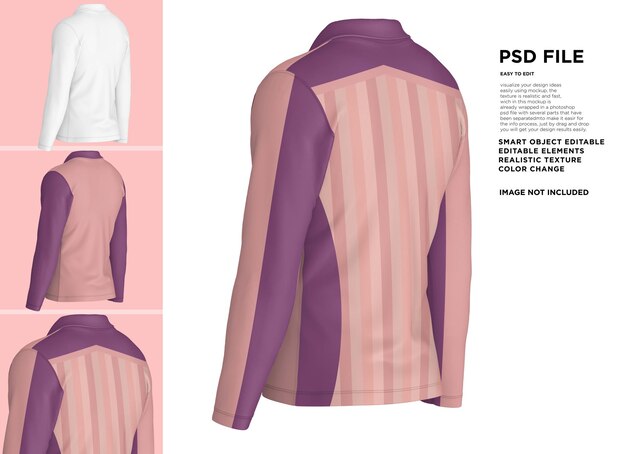 一件粉紅色和紫色條紋長袖外套,上面寫著"PSD".
