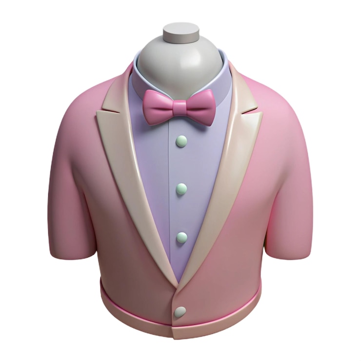 PSD a pink and purple suit with a bow tie on it