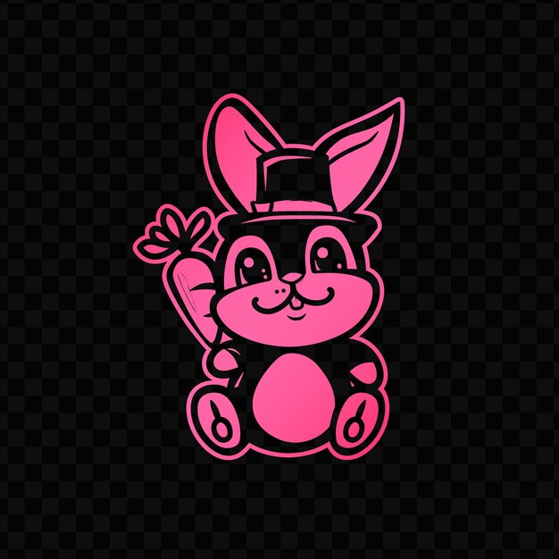 PSD pink rabbit with a bow on the face