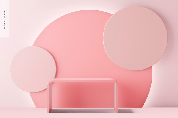 Pink Rectangular Podium Mockup, Front View