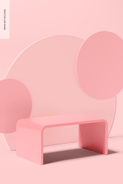 Podio rettangolare rosa mockup, prospettiva