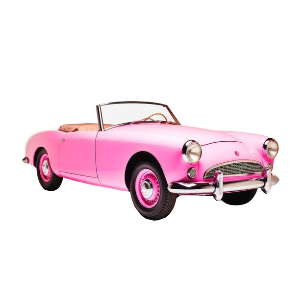 PSD pink retro cabriolet on isolated background