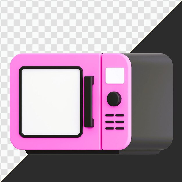 Pink Retro Microwave 3D Rendering