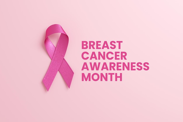 Pink ribbon and Breast Cancer Awareness Month text for flyer background design