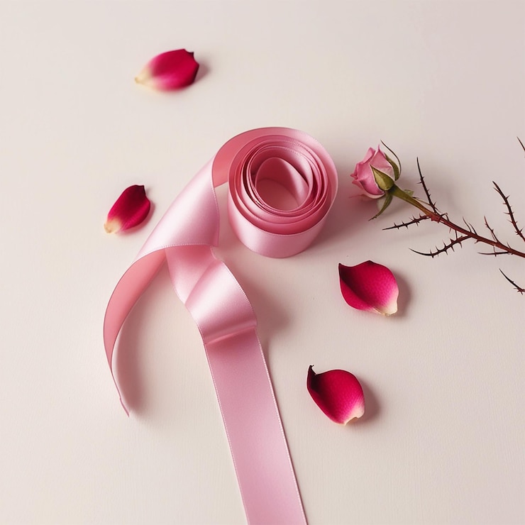 PSD a pink ribbon with a bow on it is tied with a bow