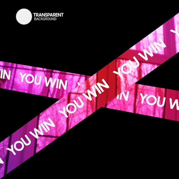 PSD a pink ribbon with the words you win on it