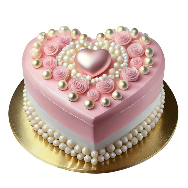 PSD pink romantic heart cake