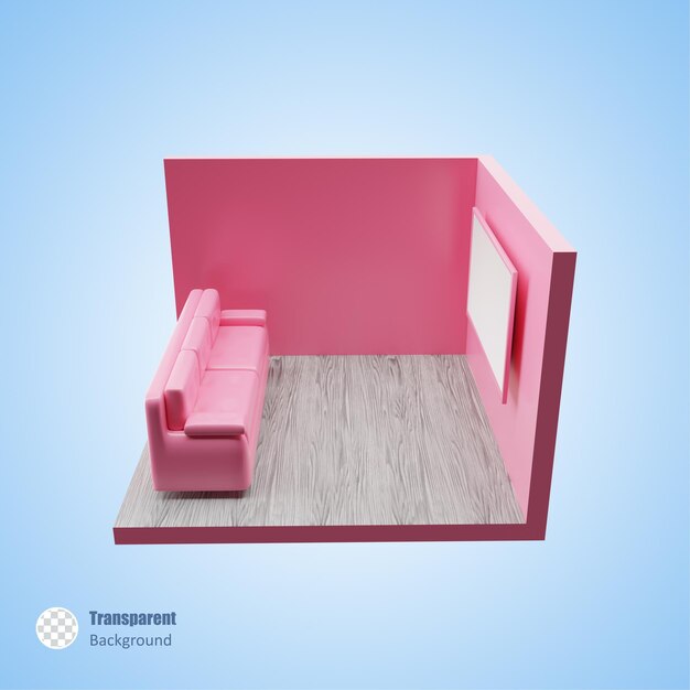 Pink room in 3d render design