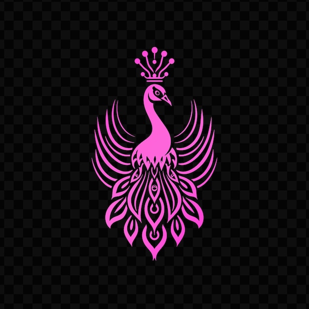 PSD a pink rooster with a crown of gold