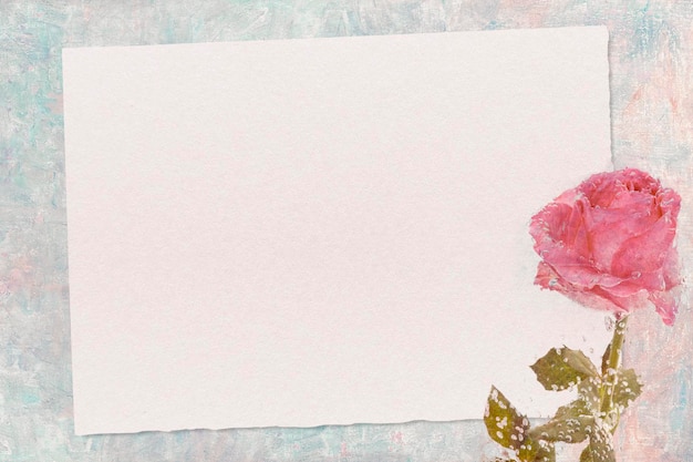 Fiore di rosa rosa con mockup di carte