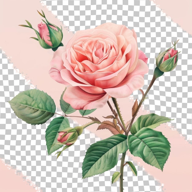 A pink rose is shown with the pink rose on the bottom