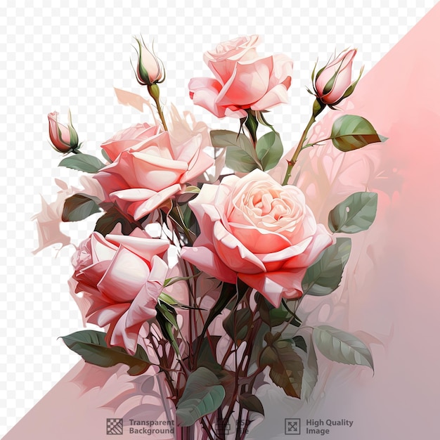 PSD pink roses arranged on a transparent background