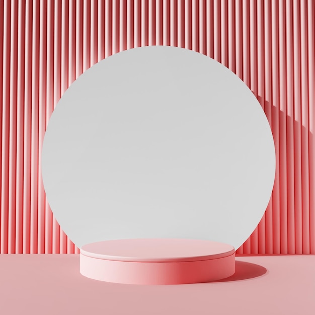 Pink round podium with white circle element modern feminine product display composition square ratio