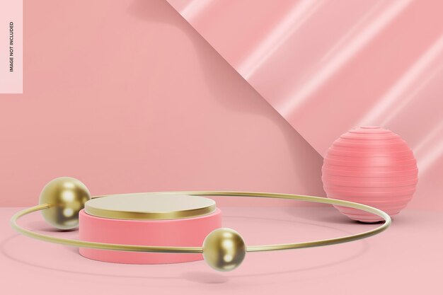 PSD pink round stage mockup