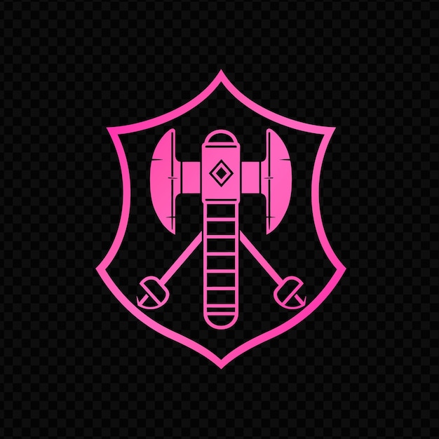 PSD pink shield with a sword and shield on the black background