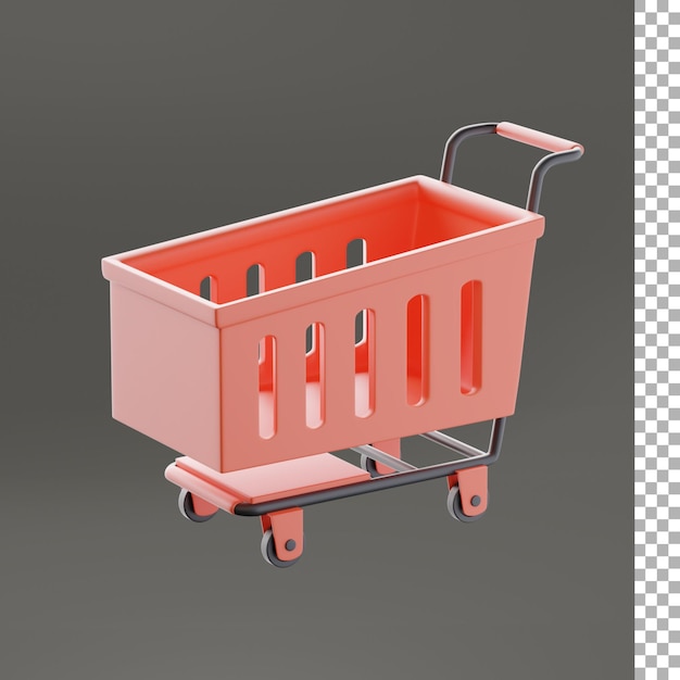 PSD pink shopping cart 3d rendering