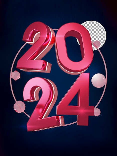 PSD pink silver 3d render new year 2024