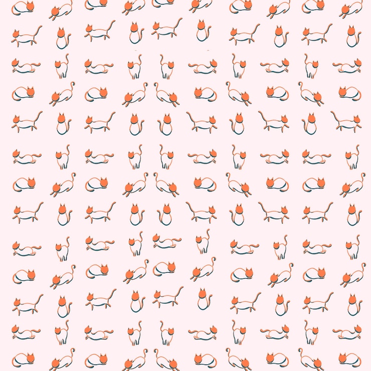 PSD pink sketch cute cat pattern