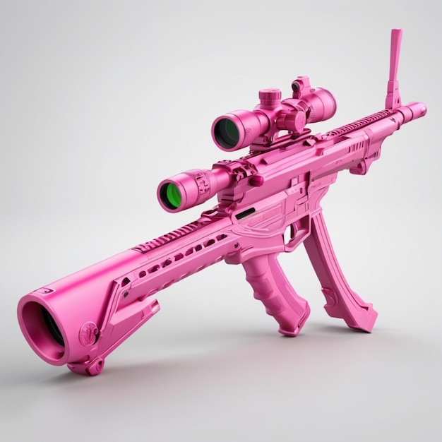 PSD pink sniper rifle psd on a white background